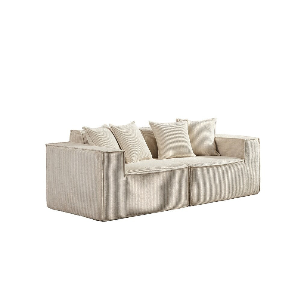 Αρθρωτός Διθέσιος Καναπές – Υφασμάτινος Loveseat Sofa με Μοντέρνο Σχεδιασμό