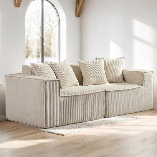 Αρθρωτός Διθέσιος Καναπές – Υφασμάτινος Loveseat Sofa με Μοντέρνο Σχεδιασμό